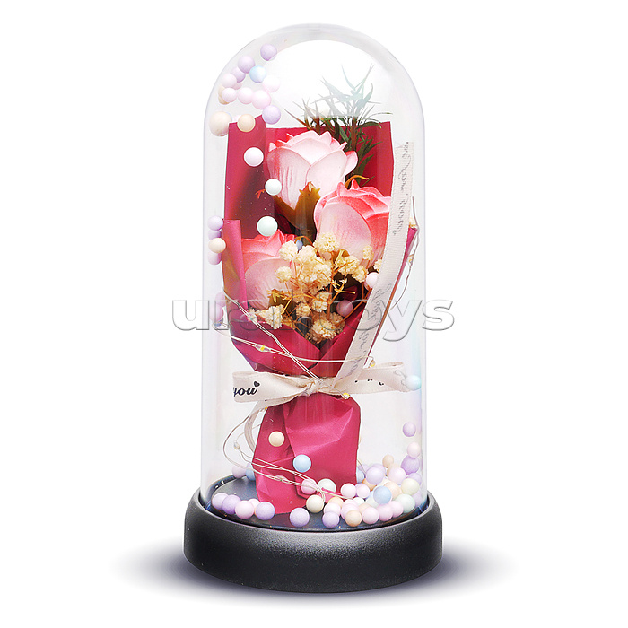 Светильник "Букет роз" в коробке (красный)