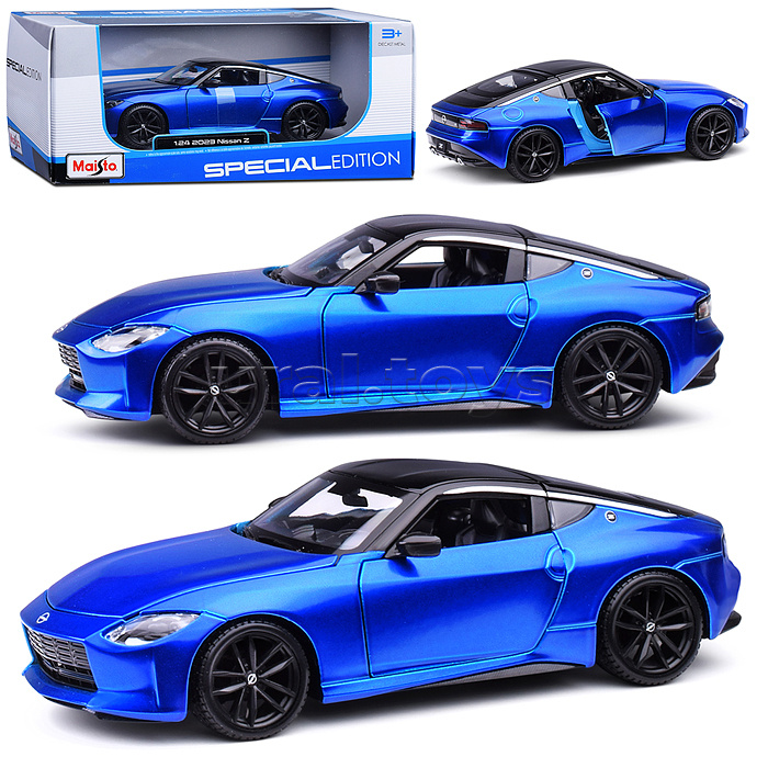 Машинка die-cast 2023 Nissan Z, 1:24, синяя, открывающиеся двери Машинка die-cast 2023 Nissan Z, 1:24, синяя, открывающиеся двери