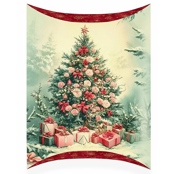 Коробочка для подарка без надписи (новогодняя, девочка и ёлка)