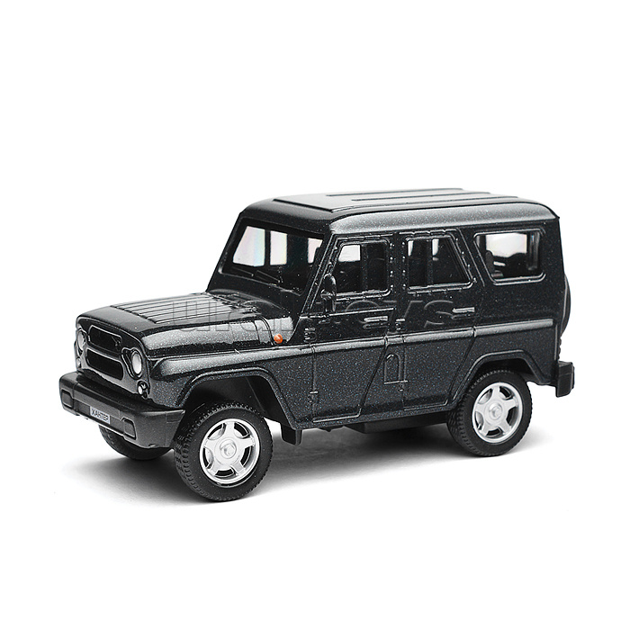 Машина металл UAZ Хантер 10,5 см, инерция, темно-серый, коробка