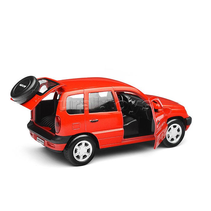 Машина металл Lada Niva 12 см, (двери, багаж, красный) инерц, в коробке
