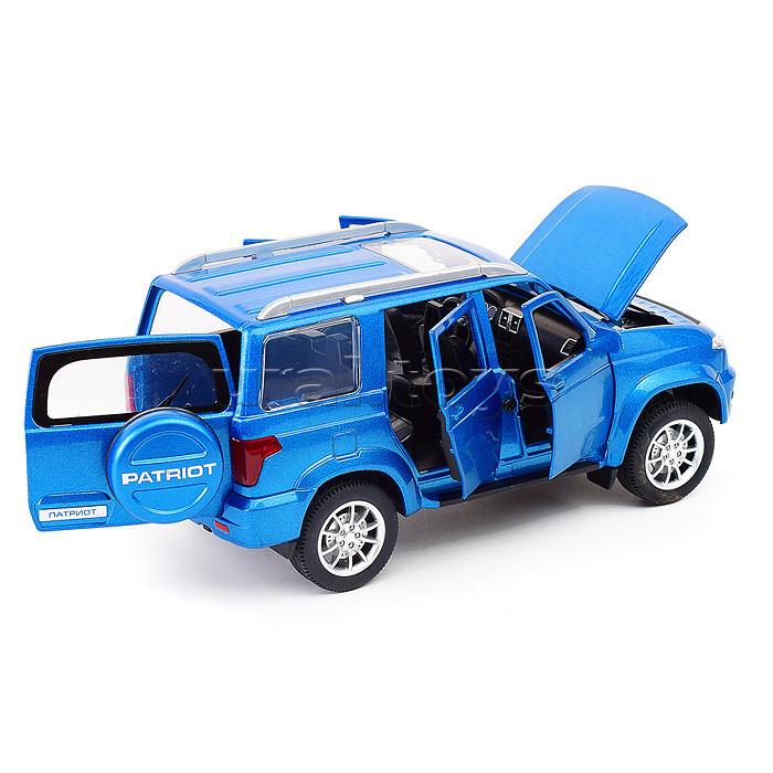 Машина металл UAZ Патриот 17,8 см, (двери, свет-звук, инерция, син,) в коробке