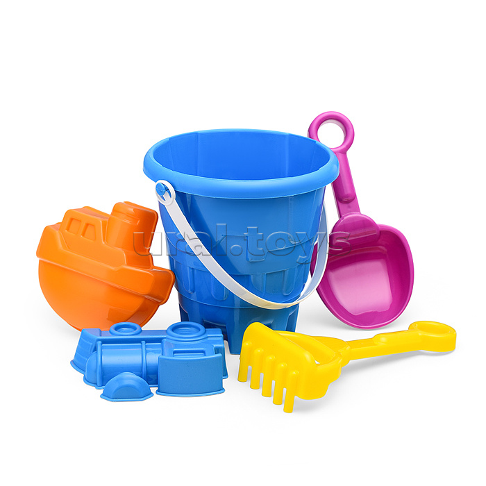 Набор песочный №13 (ведро+лопатка+грабли+2 формочки транспорт)