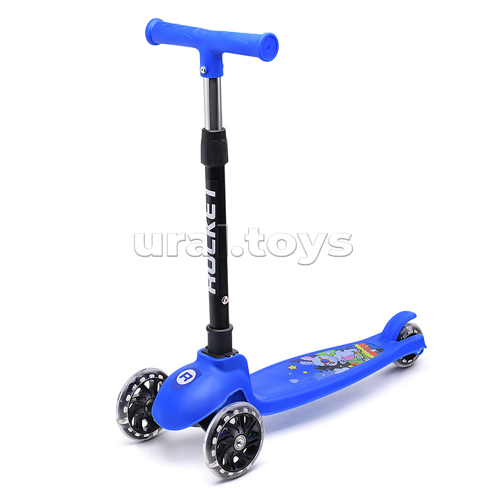Самокат трёхколёсный ROCKET колёса PU, цвет синий