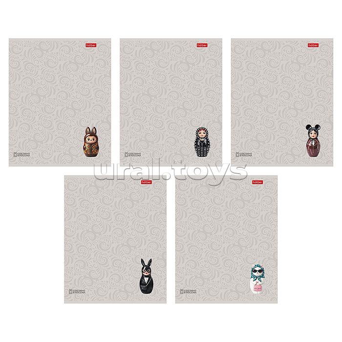 Тетрадь 48л. клетка "Матрешки A la Russe" А5ф  60-65г/кв.м на скобе обл. мел.картон ламинация