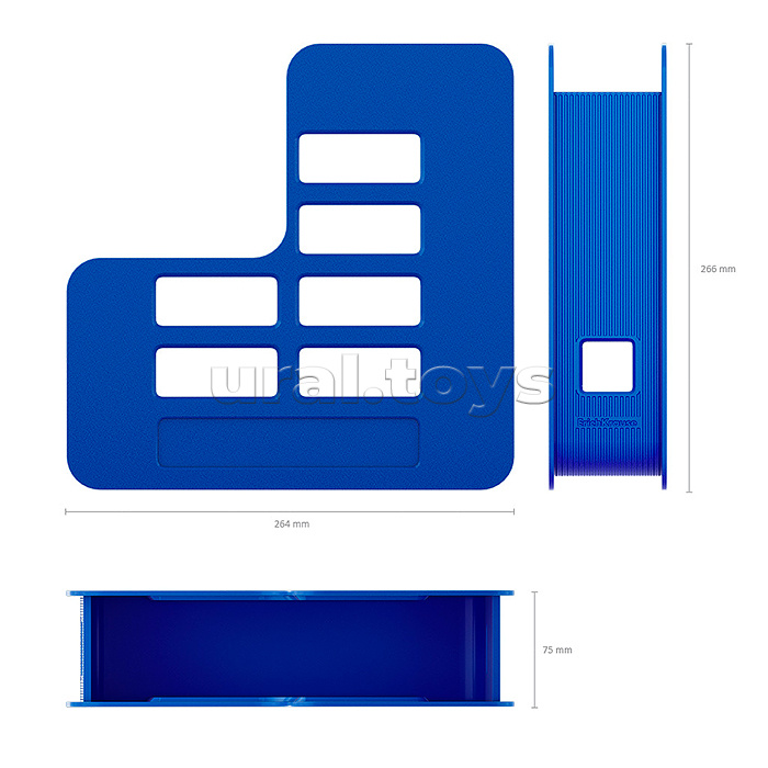 Подставка для бумаг вертикальная пластиковая Techno, Classic, 75мм, синяя