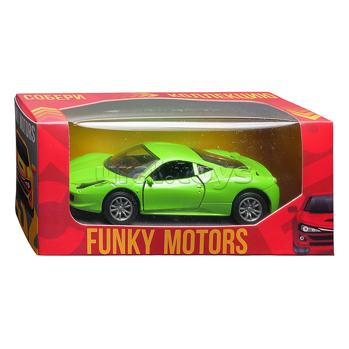 Ярко-зелёная инерционная машинка вид А die-cast , 1:32