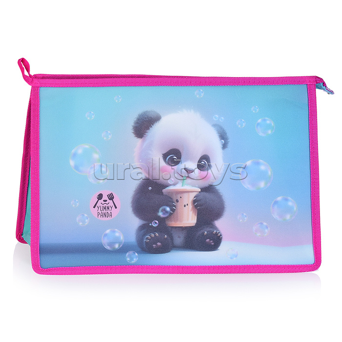 Папка для тетрадей "Yummy Panda" A4 (330x230x100 мм) с текстильным расширением 100 мм, на молнии сверху, 400 мкм, матовая полупрозрачная с рисунком, с искрящейся фактурой, индивидуальная упаковка Папка для тетрадей "Yummy Panda" A4 (330x230x100 мм) с текстильным расширением 100 мм, на молнии сверху, 400 мкм, матовая полупрозрачная с рисунком, с искрящейся фактурой, индивидуальная упаковка