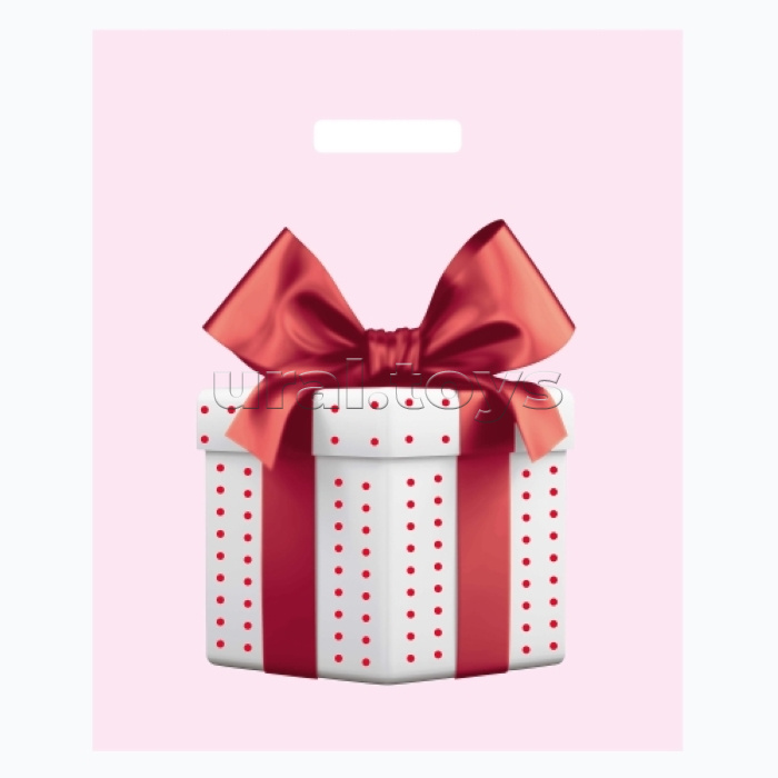 Пакет ПЭ с вырубной ручкой 36x43+3см "Красный бант"