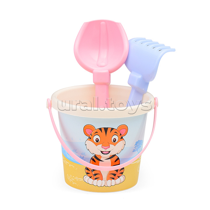 Набор №656 сафари: ведро малое с наклейкой, совок №2, грабельки №2