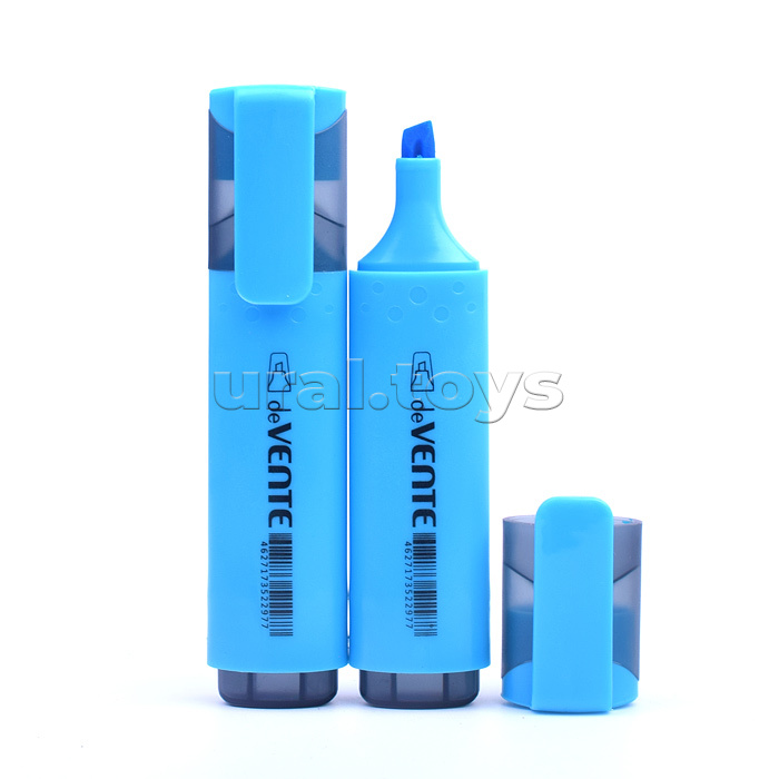 Маркер-выделитель плоский корпус, скошенный наконечник, ширина линии 1-5 мм, голубой