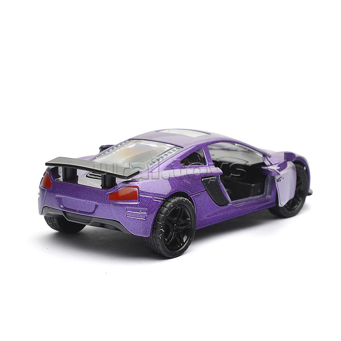 Фиолетовая спортивная инерционная машинка со спойлером, die-cast, 1:32, открывающиеся двери