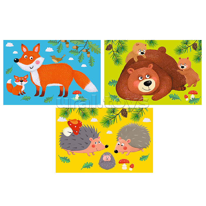 Умные кубики в поддончике.6 штук. Лесные обитатели