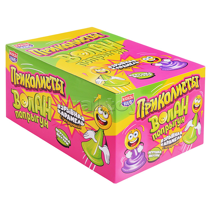 Взрывная карамель с игрушкой и татуировкой "Приколисты. Волан-попрыгун" 1г*30шт