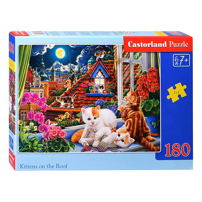 Пазлы 180 "Котята на крыше"