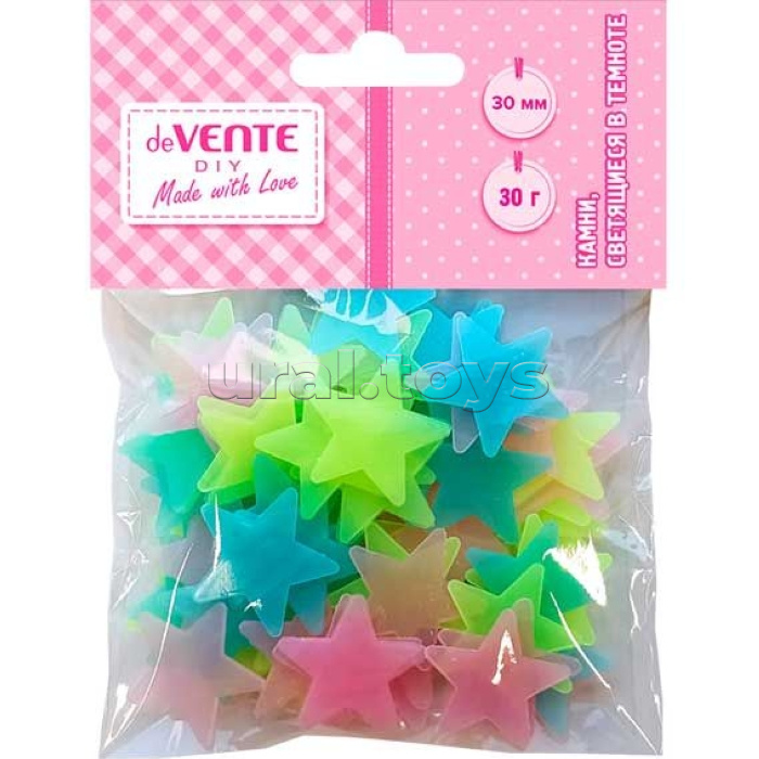 Камни, светящиеся в темноте "DIY Ночные звезды" 30 мм, 30 г, в пластиковом пакете с блистерным подвесом