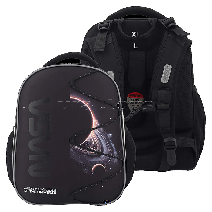 Рюкзак "Choice. Darkness of the Universe" школьный жесткий 38x28x16 см (17 л) вес 950 г, плотный износостойкий полиэстер с водоотталкивающей пропиткой, 2 просторных отделения на молнии (одно отделение с разделителями для учебников и фиксатором с утяжкой н