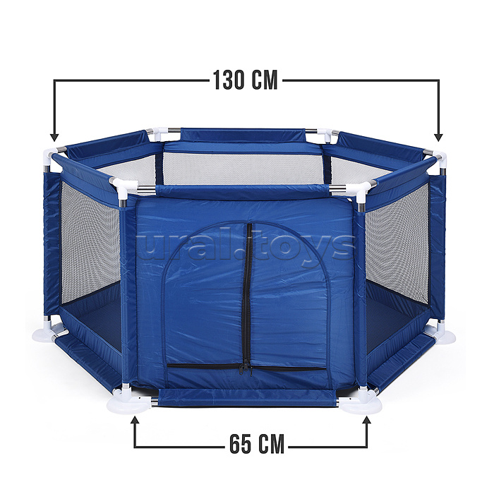 Манеж детский шестигранный (113*130*65) цвет синий в пакете