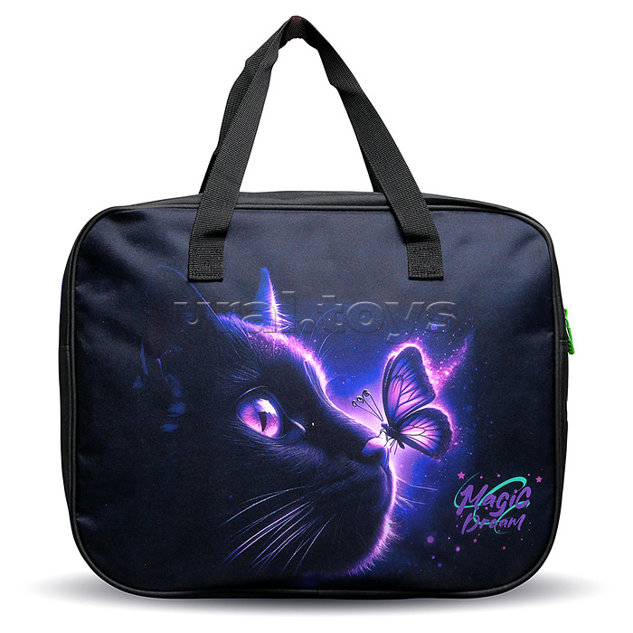 Папка для тетрадей, ИЗО и технологии "Magic Dream" A4 (36x28x8 см), плотный износостойкий полиэстер с водоотталкивающей пропиткой, отделение на молнии с внутренним карманом, с текстильными ручками увеличенной длины 28 см, с текстильным расширением 8 см, к