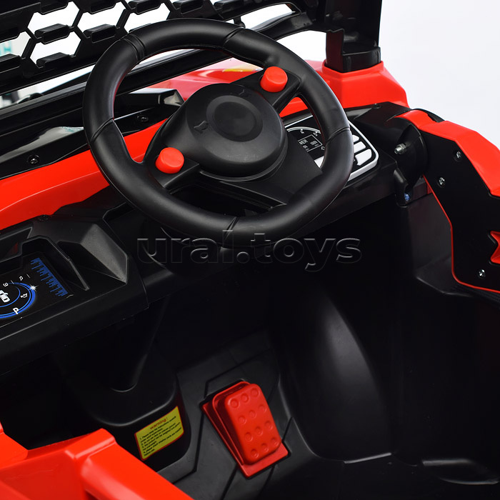 Электромобиль "Багги кросс" с р/у управлением, четырехколесный, двухместный, двойной привод (красный)