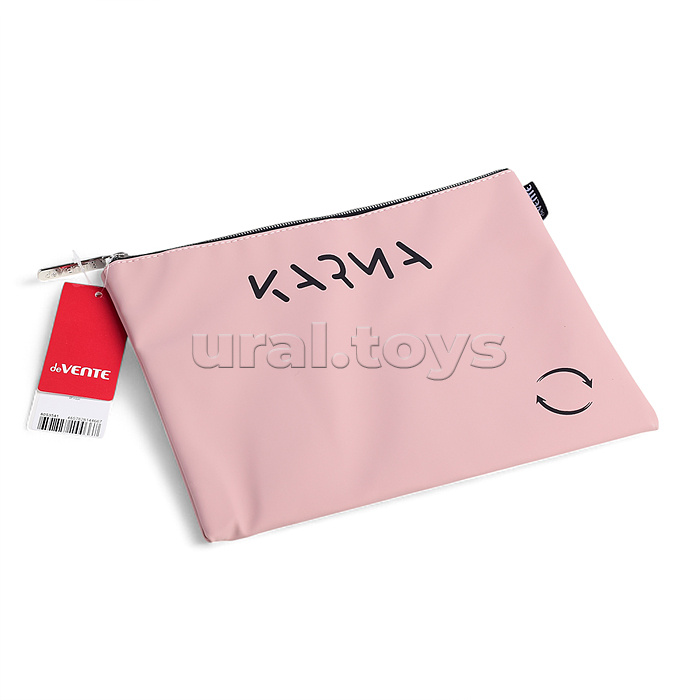 Папка для тетрадей "Karma" A5 (27x20,5x1 см) на молнии сверху, матовая антивандальная искусственная кожа до -40C, аппликация из искусственной кожи, с подкладом