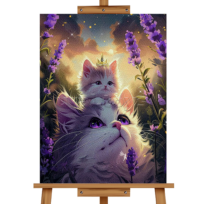 Набор для рисования "Картина по номерам 30х40 см. Мама кошка с котёнком"