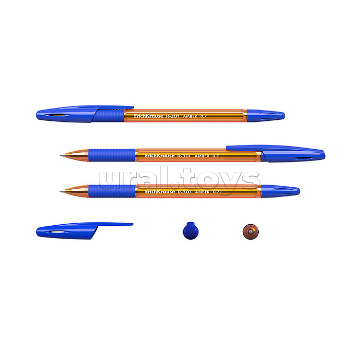 Набор из 3 ручек шариковых R-301 Stick&Grip Amber 0.7, цвет чернил синий (в пакете)