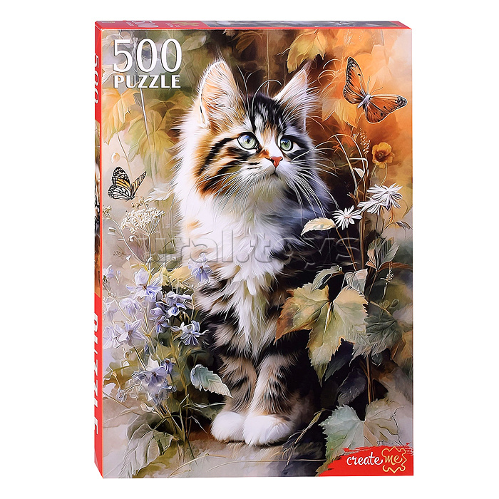 Пазлы 500 "Котёнок в саду"