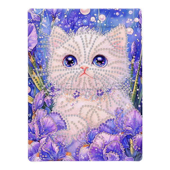 Мозаика алмазная "Белый котик" 15*20см