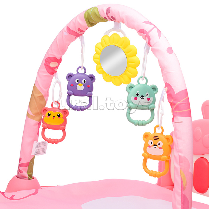 Коврик развивающий "Розовый зайка" с пианино, в коробке