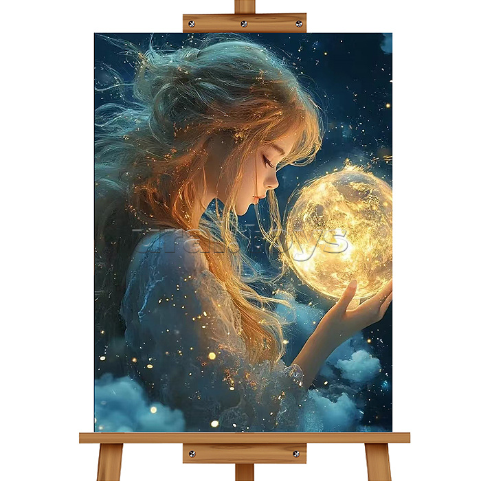 Мозаика алмазная "Девушка с шаром" (светится в темноте) 40*30 см.