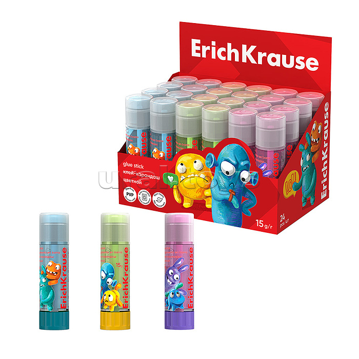 Клей-карандаш EasyStick Jolly Friends, 15г, цветной Клей-карандаш EasyStick Jolly Friends, 15г, цветной
