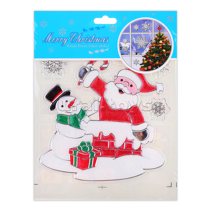 Наклейки новогодние для декора "Мороз и снеговичок" в пакете