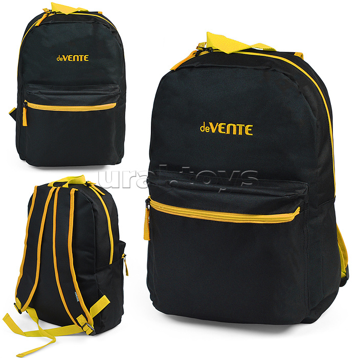 Рюкзак "Black" подростковый 40x29x17 см (14 л) 250 г, 1 отделение на молнии, 1 передний карман, черный с желтым Рюкзак "Black" подростковый 40x29x17 см (14 л) 250 г, 1 отделение на молнии, 1 передний карман, черный с желтым