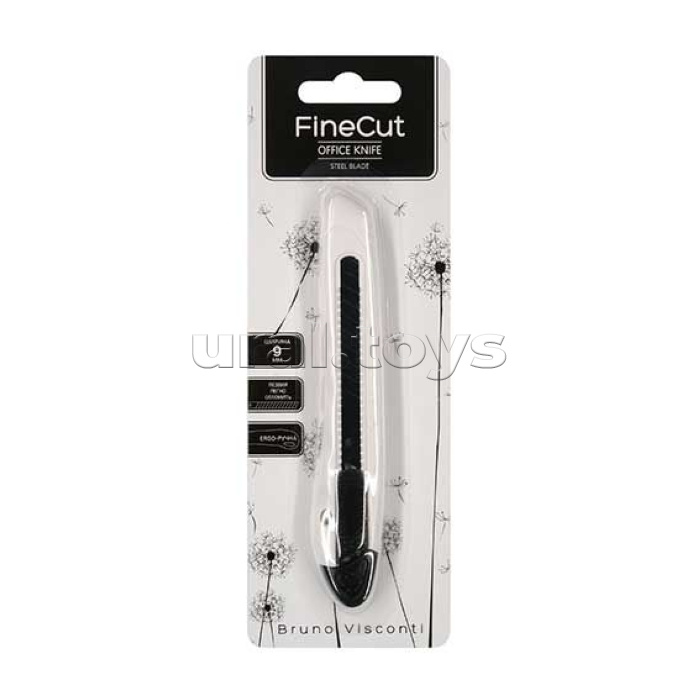 Нож канцелярский "Finecut" пластиковый корпус, черное лезвие 9мм