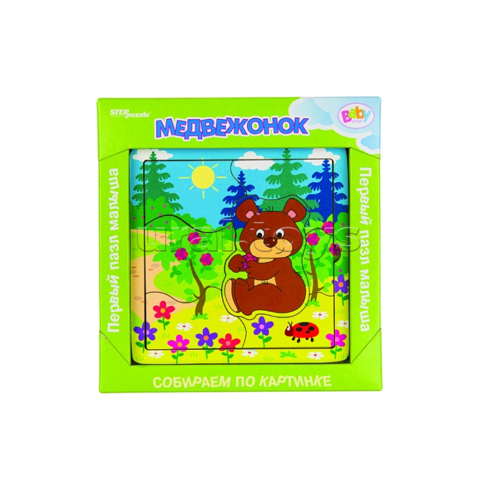 Игра из дерева "Медвежонок" (собираем по картинке) (Baby Step) Игра из дерева "Медвежонок" (собираем по картинке) (Baby Step)