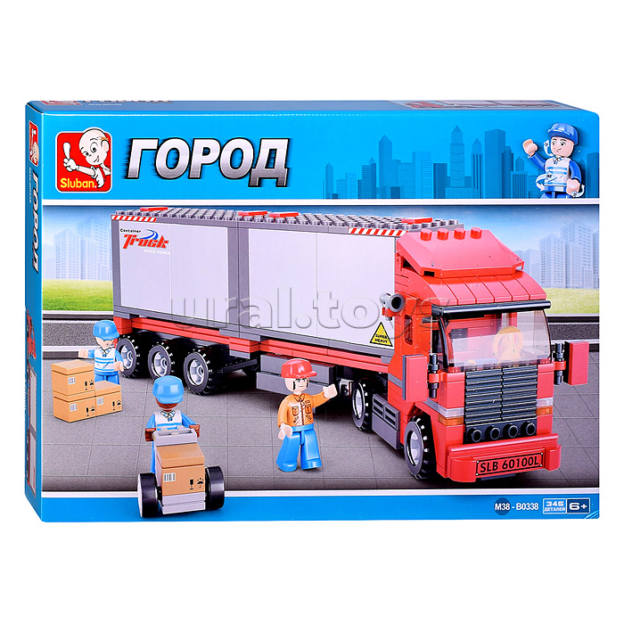 Конструктор "Двойной грузовой фургон с фигурками людей" (345 дет.) в коробке