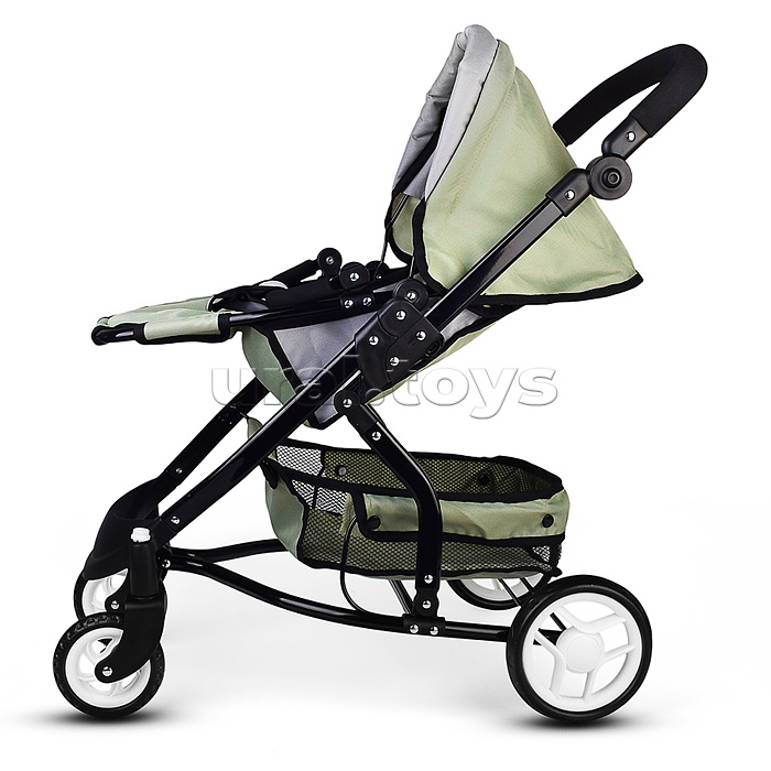 Коляская кукольная металлическая, с корзиной, цвет серо-зеленый