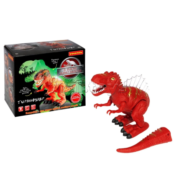 Динозавр "Тираннозавр" светящ., озвуч., движущ., ВОХ, 2 вида, оранж./ красн