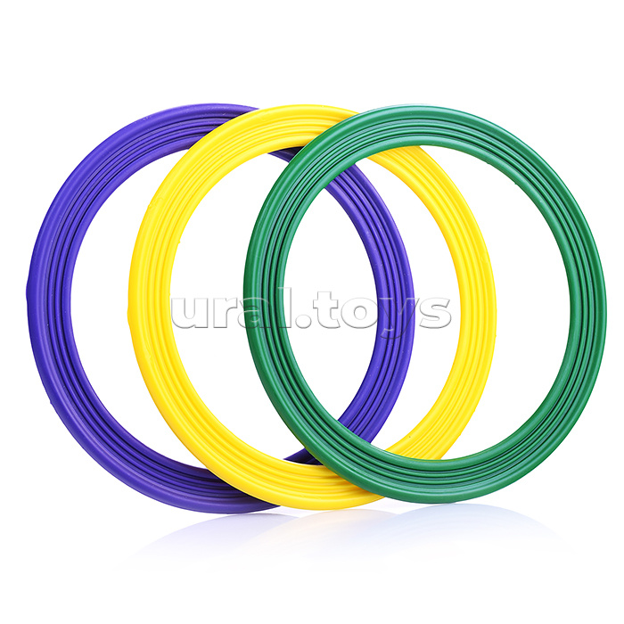 Игровой набор 3 в 1 "Лето в движении" (мини) -  кольцеброс для игры на улице (3 стойки, 6 колец), скакалка 2,8м., бумеранг Моно четырехлопастной