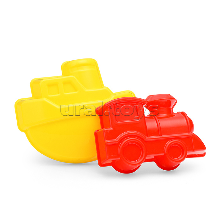 Набор песочный №13 (ведро+лопатка+грабли+2 формочки транспорт)