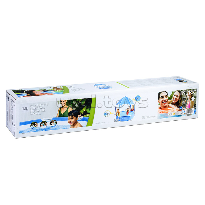 Бассейн каркасный Metal Frame 183 х 38 см, с навесом от солнца, 28209NP INTEX