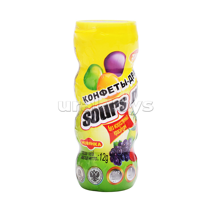 Конфеты-драже "Sours mix" со вкусом лимона, клубники и черники Zvn "Балабол" 12г*20 шт