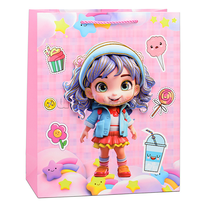 Пакет подарочный "Сказочная девочка" 26х32х12 см