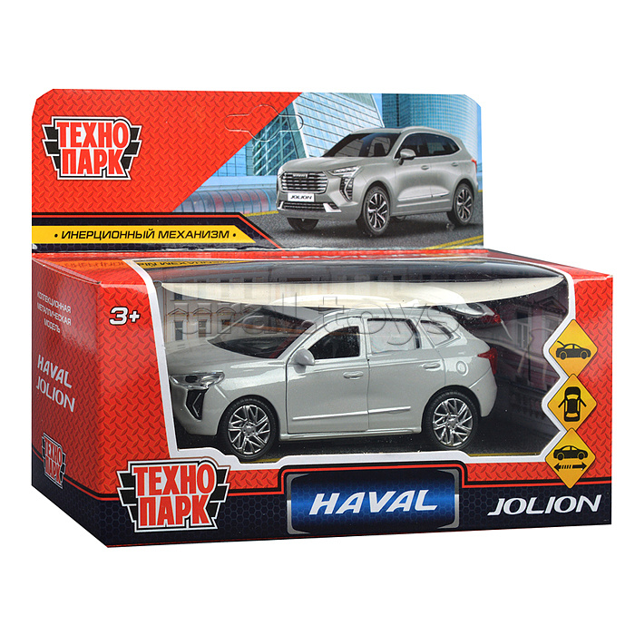 Машина металл Haval jolion 12 см, (двери, багаж, серебр,) в коробке