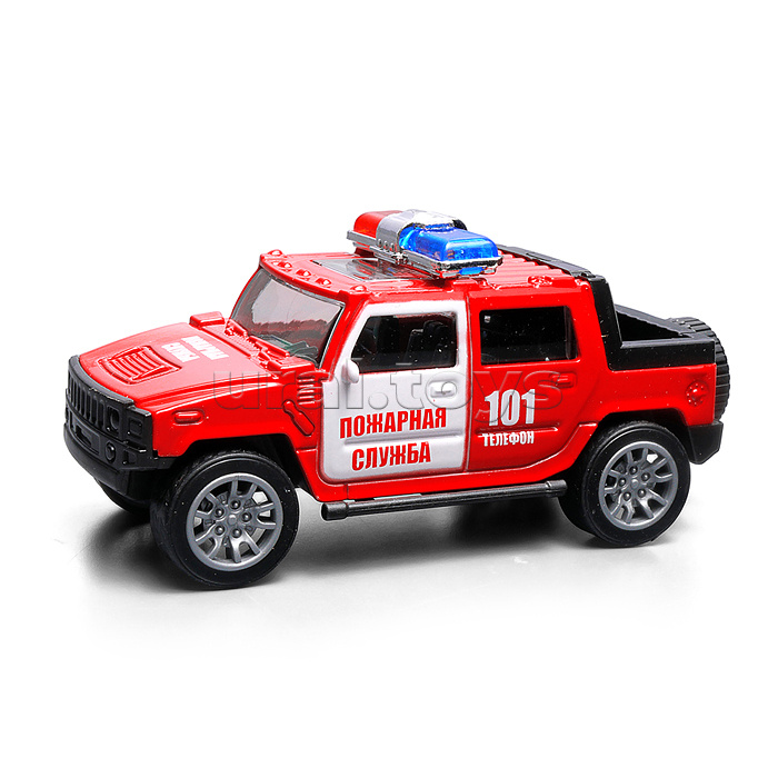 Машина металл Внедорожник "Пожарная машина" 11 см. инерц., в коробке