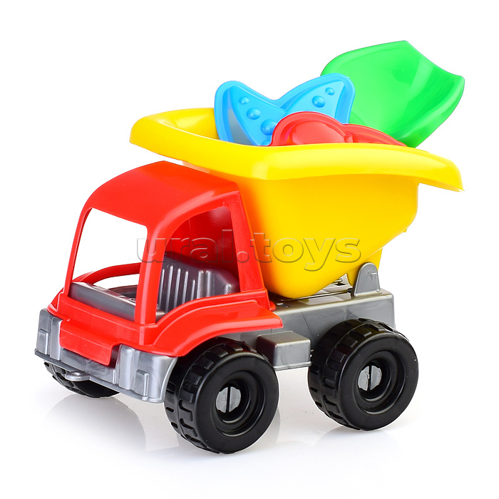 Песочный набор "Дорожный" в рюкзаке ( 2 формочки, совок, машинка )