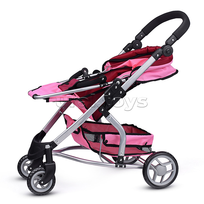 Коляска для кукол металлическая, цвет розово-бордовый в пакете