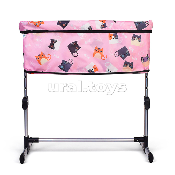 Кроватка кукольная металлическая, принт коты