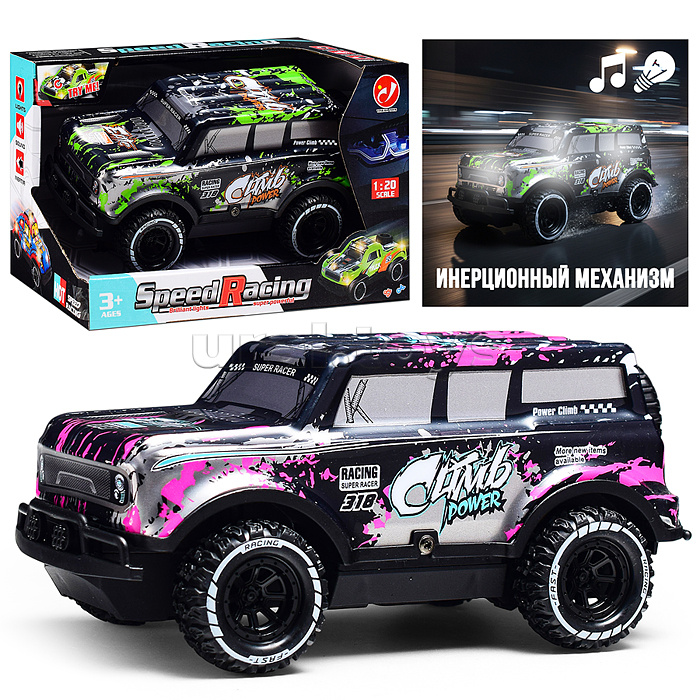 Машина "Скорость дороги" 1:20, свет, звук, в коробке